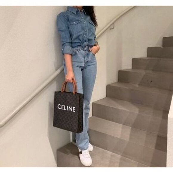 NWT Celine Vertical Cabas Triomphe Tan Shoulder Bag - Picture 6 of 13